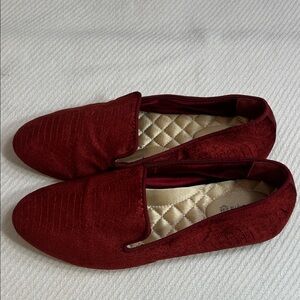 Birdies Burgundy Velvet Loafers